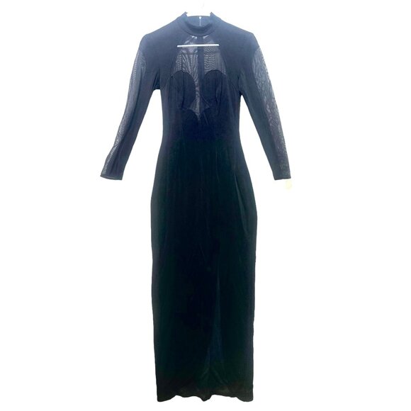 Tadashi Shoji Dresses & Skirts - Tadashi Maxi Long Dress Gown Women Small Black Mesh 90s Grunge Y2K Formal Goth